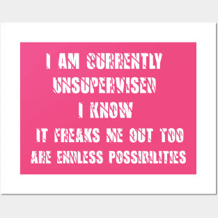 awesome I Am Currently Unsupervised I Know It Freaks Me Out Too Posters and Art